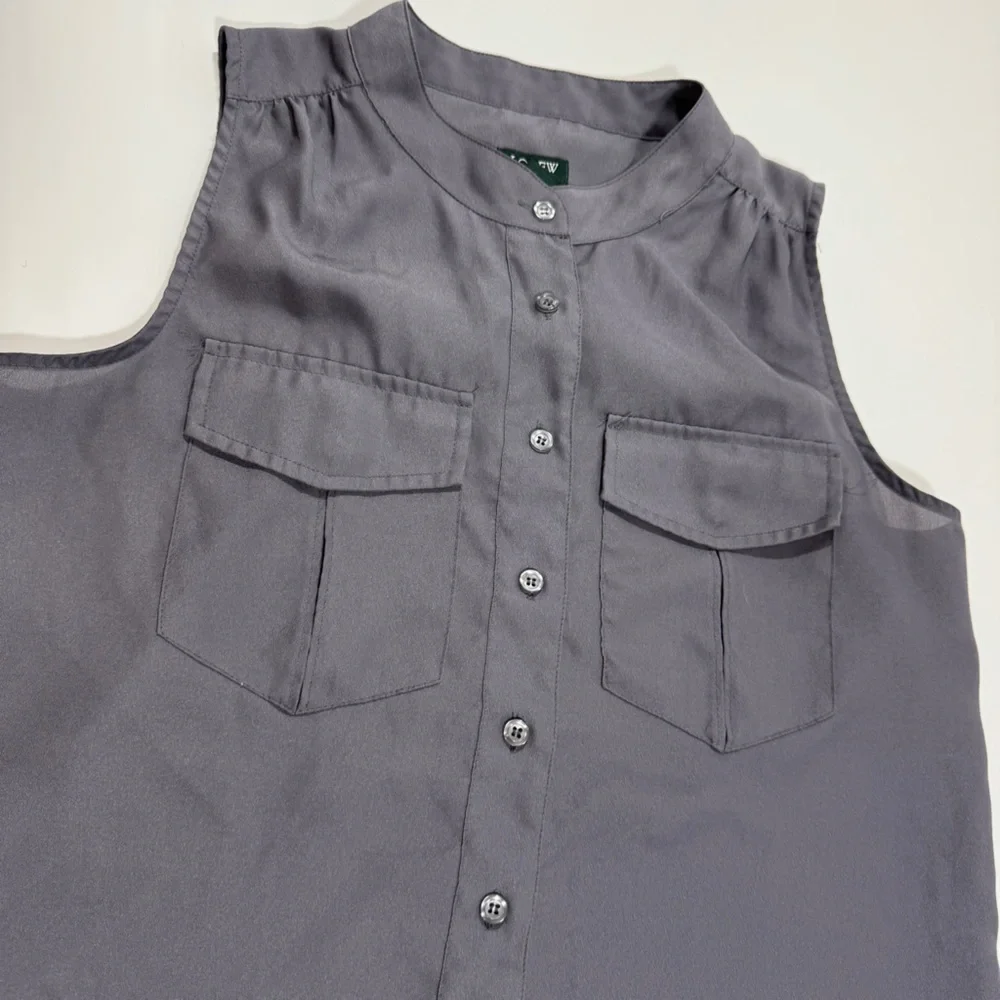 J.Crew Women’s Sleeveless Utility Button-Up‎ Blouse in Gray Size 2